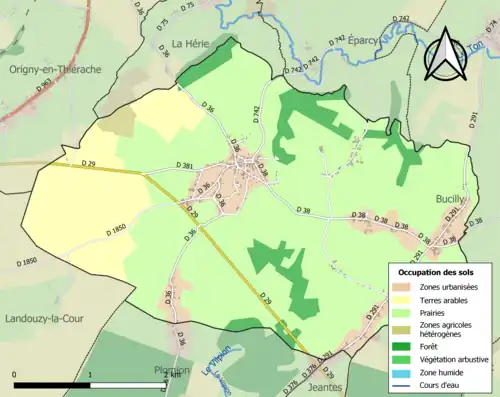 Carte en couleurs présentant l'occupation des sols.