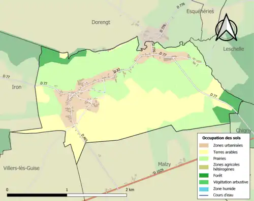 Carte en couleurs présentant l'occupation des sols.
