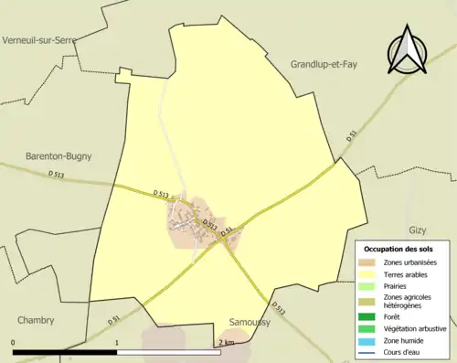 Carte en couleurs présentant l'occupation des sols.