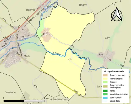 Carte en couleurs présentant l'occupation des sols.