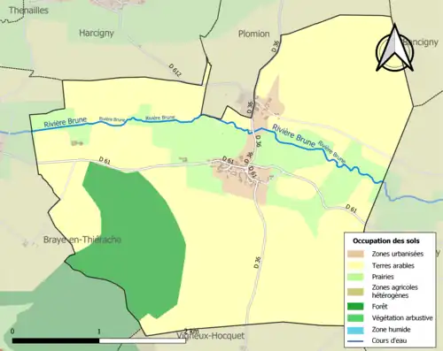 Carte en couleurs présentant l'occupation des sols.