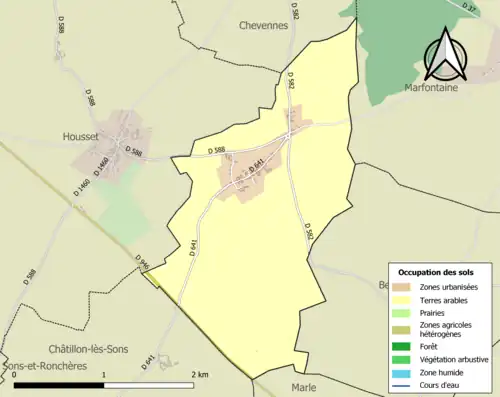 Carte en couleurs présentant l'occupation des sols.