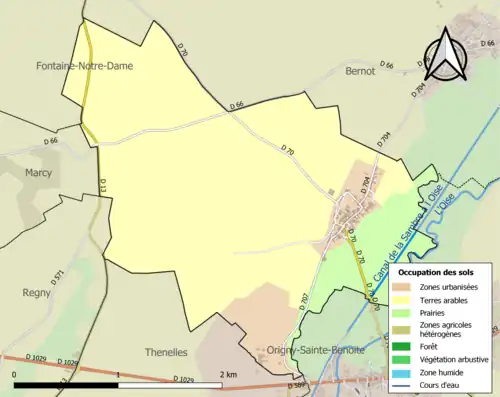 Carte en couleurs présentant l'occupation des sols.