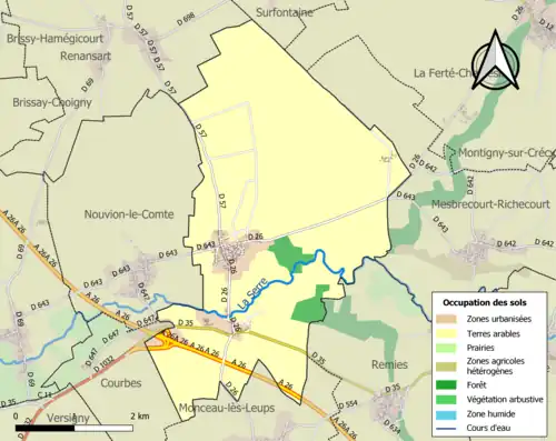 Carte en couleurs présentant l'occupation des sols.