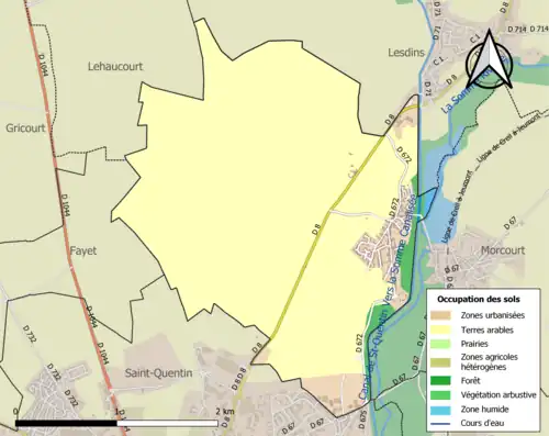 Carte en couleurs présentant l'occupation des sols.