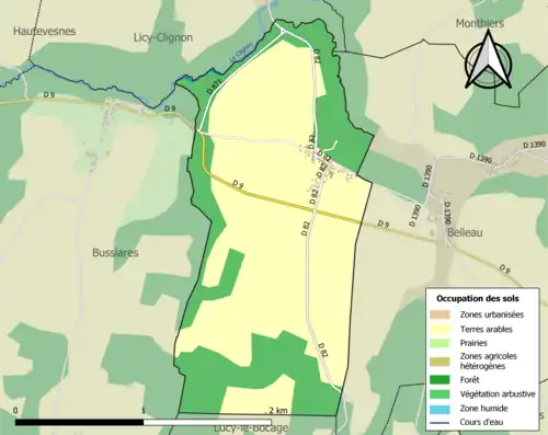 Carte en couleurs présentant l'occupation des sols.
