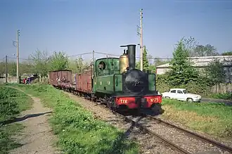 Un train sur l'ancienne ligne de Butry en 1990.