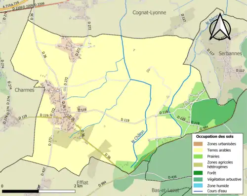 Carte en couleurs présentant l'occupation des sols.