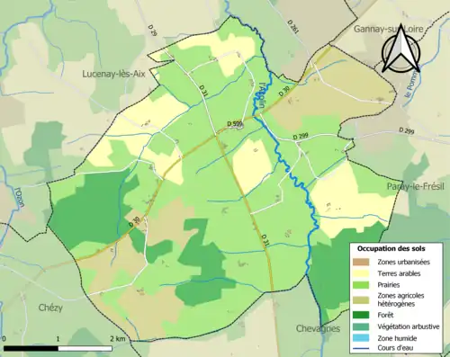 Carte en couleurs présentant l'occupation des sols.