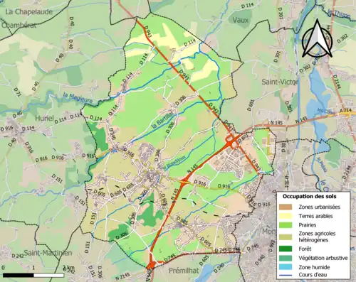 Carte en couleurs présentant l'occupation des sols.