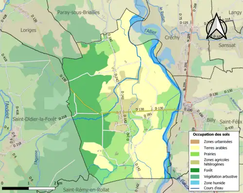 Carte en couleurs présentant l'occupation des sols.
