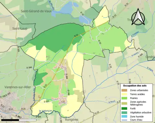 Carte en couleurs présentant l'occupation des sols.