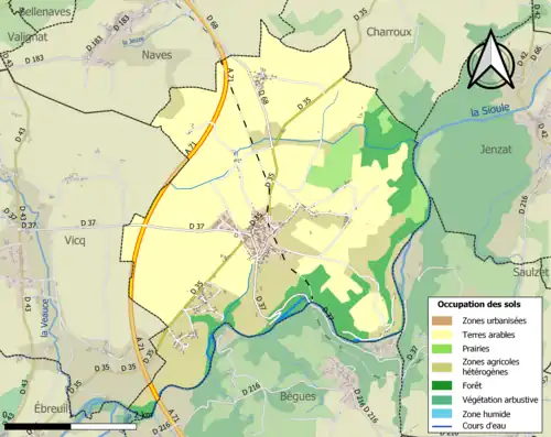 Carte en couleurs présentant l'occupation des sols.