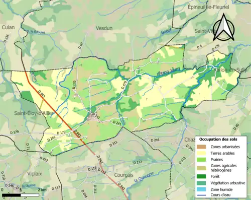 Carte en couleurs présentant l'occupation des sols.