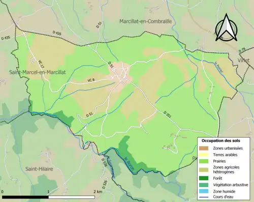 Carte en couleurs présentant l'occupation des sols.