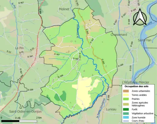 Carte en couleurs présentant l'occupation des sols.
