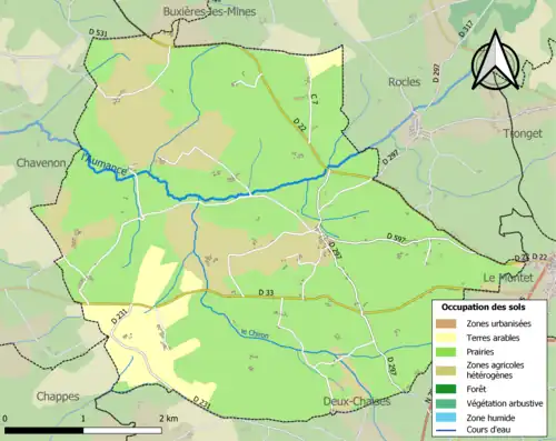 Carte en couleurs présentant l'occupation des sols.