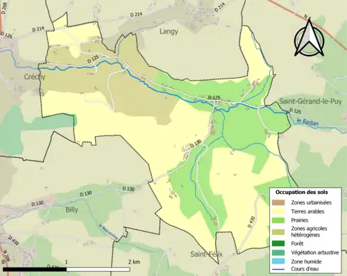 Carte en couleurs présentant l'occupation des sols.