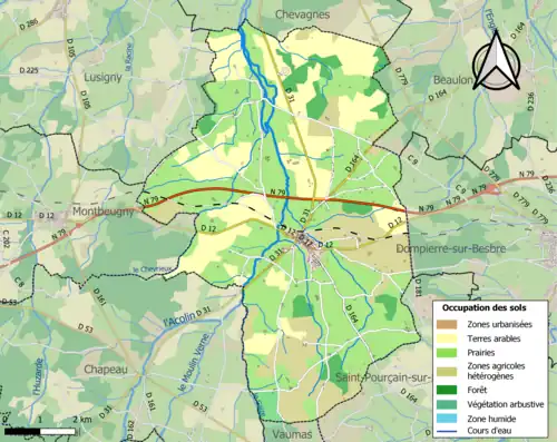 Carte en couleurs présentant l'occupation des sols.