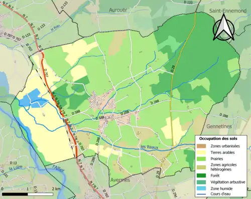 Carte en couleurs présentant l'occupation des sols.