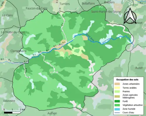 Carte en couleurs présentant l'occupation des sols.