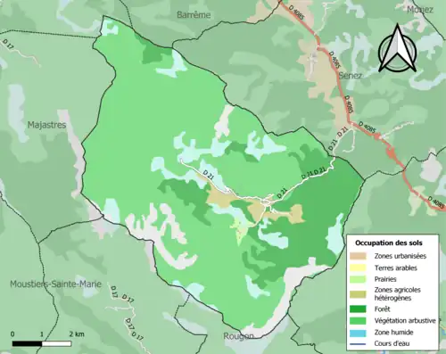 Carte en couleurs présentant l'occupation des sols.
