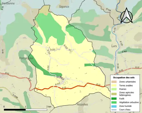 Carte en couleurs présentant l'occupation des sols.