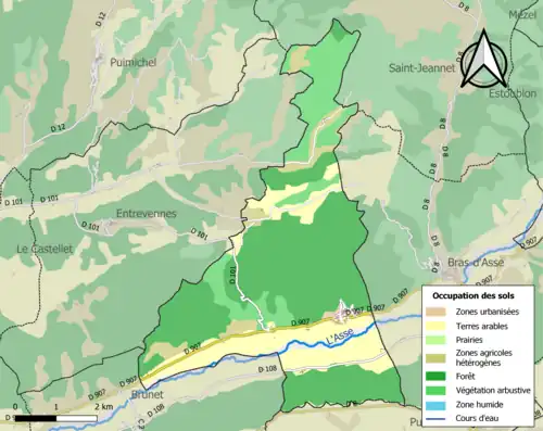 Carte en couleurs présentant l'occupation des sols.