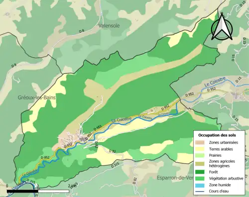 Carte en couleurs présentant l'occupation des sols.
