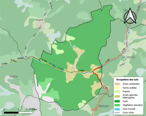 Carte en couleurs présentant l'occupation des sols.