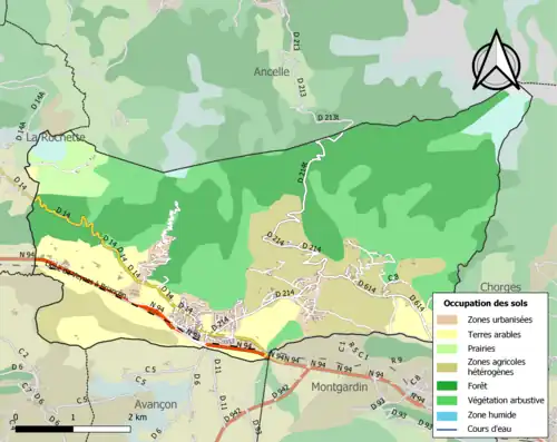 Carte en couleurs présentant l'occupation des sols.