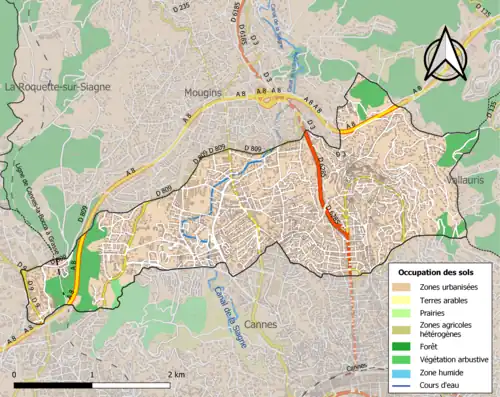 Carte en couleurs présentant l'occupation des sols.