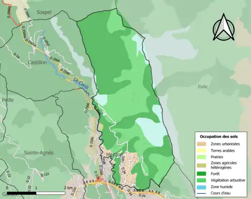 Carte en couleurs présentant l'occupation des sols.