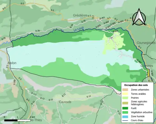 Carte en couleurs présentant l'occupation des sols.