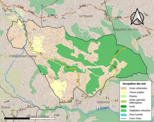Carte en couleurs présentant l'occupation des sols.