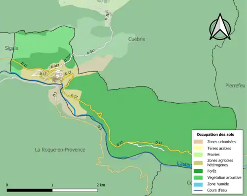 Carte en couleurs présentant l'occupation des sols.