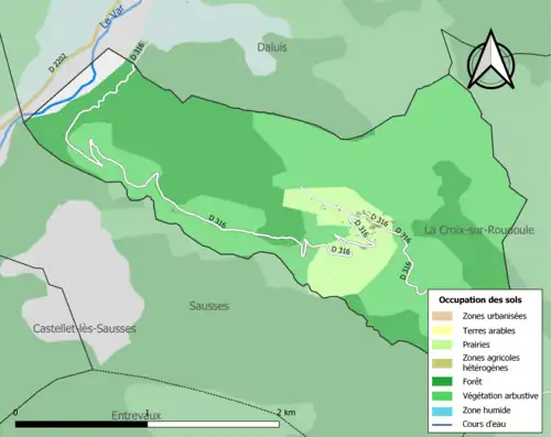 Carte en couleurs présentant l'occupation des sols.