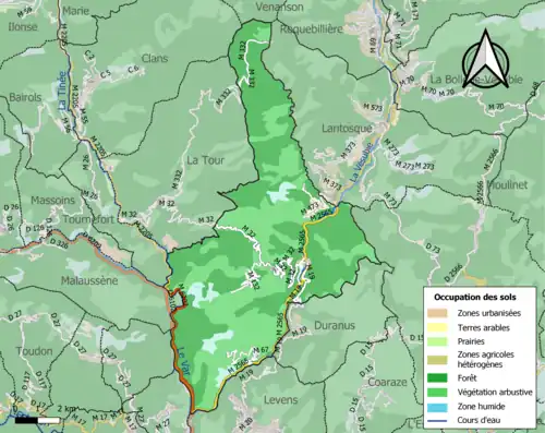 Carte en couleurs présentant l'occupation des sols.