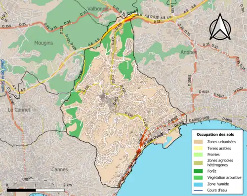 Carte en couleurs présentant l'occupation des sols.