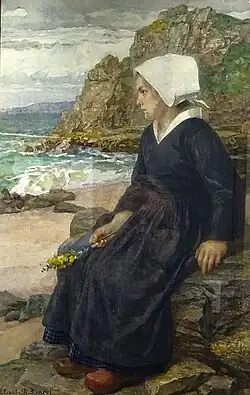 Élisabeth Sonrel : Jeune fille du Cap Sizun (aquarelle sur papier, non daté).