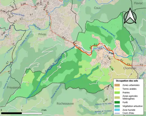 Carte en couleurs présentant l'occupation des sols.
