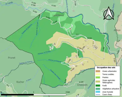 Carte en couleurs présentant l'occupation des sols.