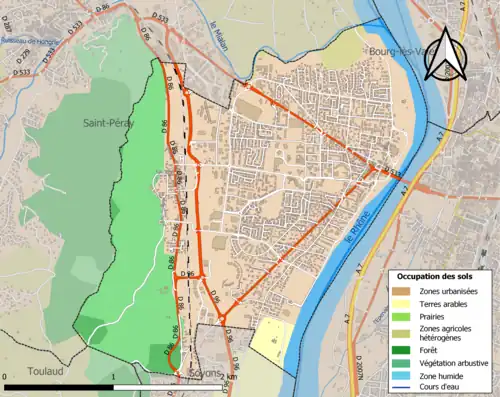 Carte en couleurs présentant l'occupation des sols.
