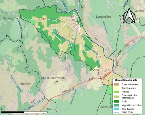 Carte en couleurs présentant l'occupation des sols.