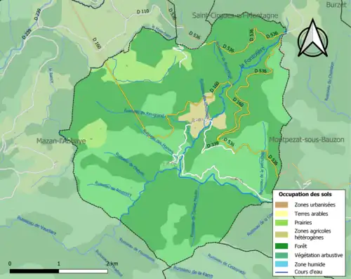 Carte en couleurs présentant l'occupation des sols.