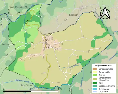 Carte en couleurs présentant l'occupation des sols.