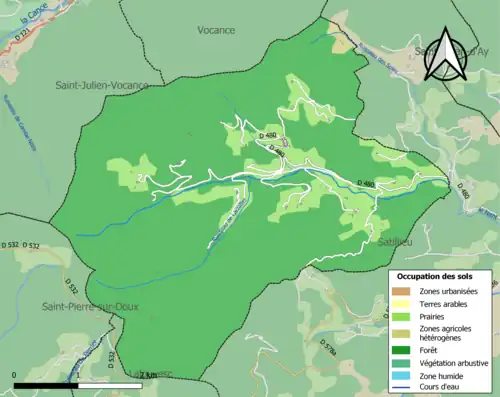 Carte en couleurs présentant l'occupation des sols.
