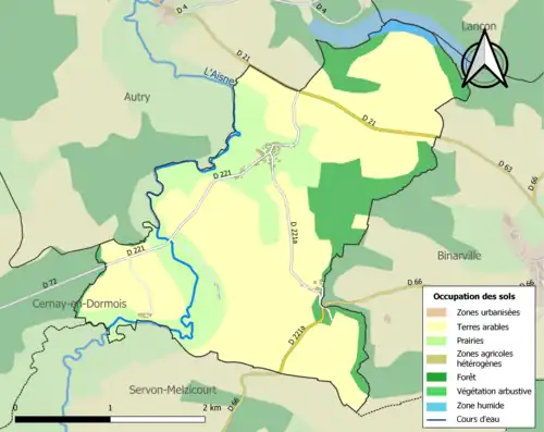 Carte en couleurs présentant l'occupation des sols.