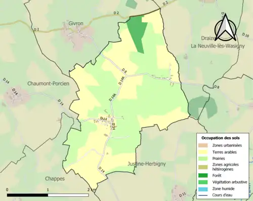 Carte en couleurs présentant l'occupation des sols.