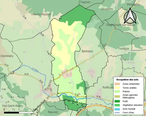 Carte en couleurs présentant l'occupation des sols.